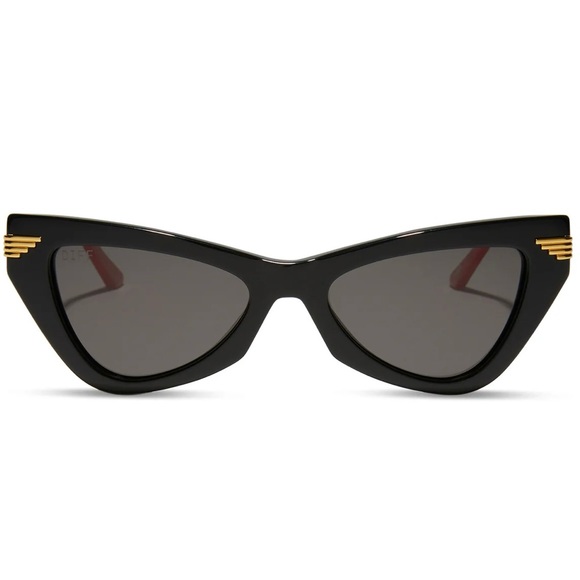 DIFF Black Widow Polarized Sunglasses Black Gold Frame Grey Lens Marvel Avengers - Picture 2 of 15